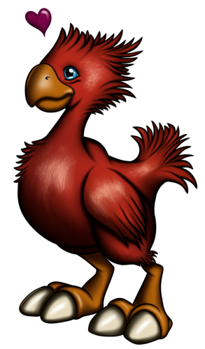 Red Chocobo as an acrylic charm